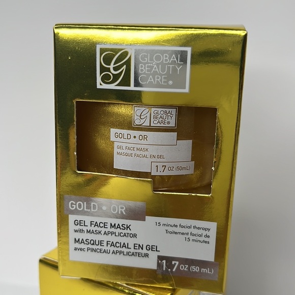 Global Beauty Care Gold Gel Face Mask w/Applicator 15 Minute Facial Therapy 2 Pk - Picture 3 of 5